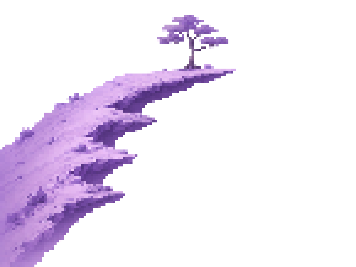 pixel art cliff — soft purple