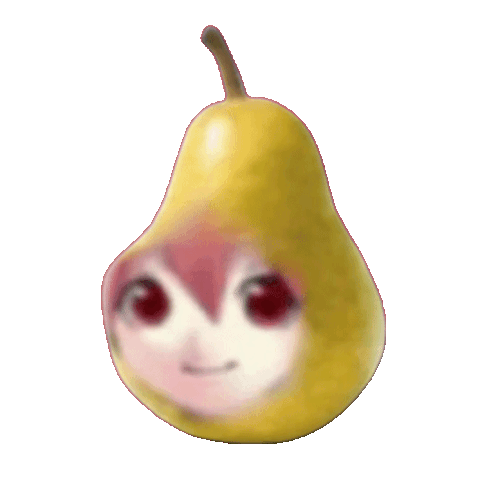 big pear with teto face
